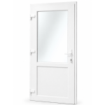 PVC ieejas durvis, baltas – 3 stikli, 1 numurs