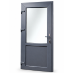 PVC ieejas durvis, antracīts – 3 stikli, 1a numurs